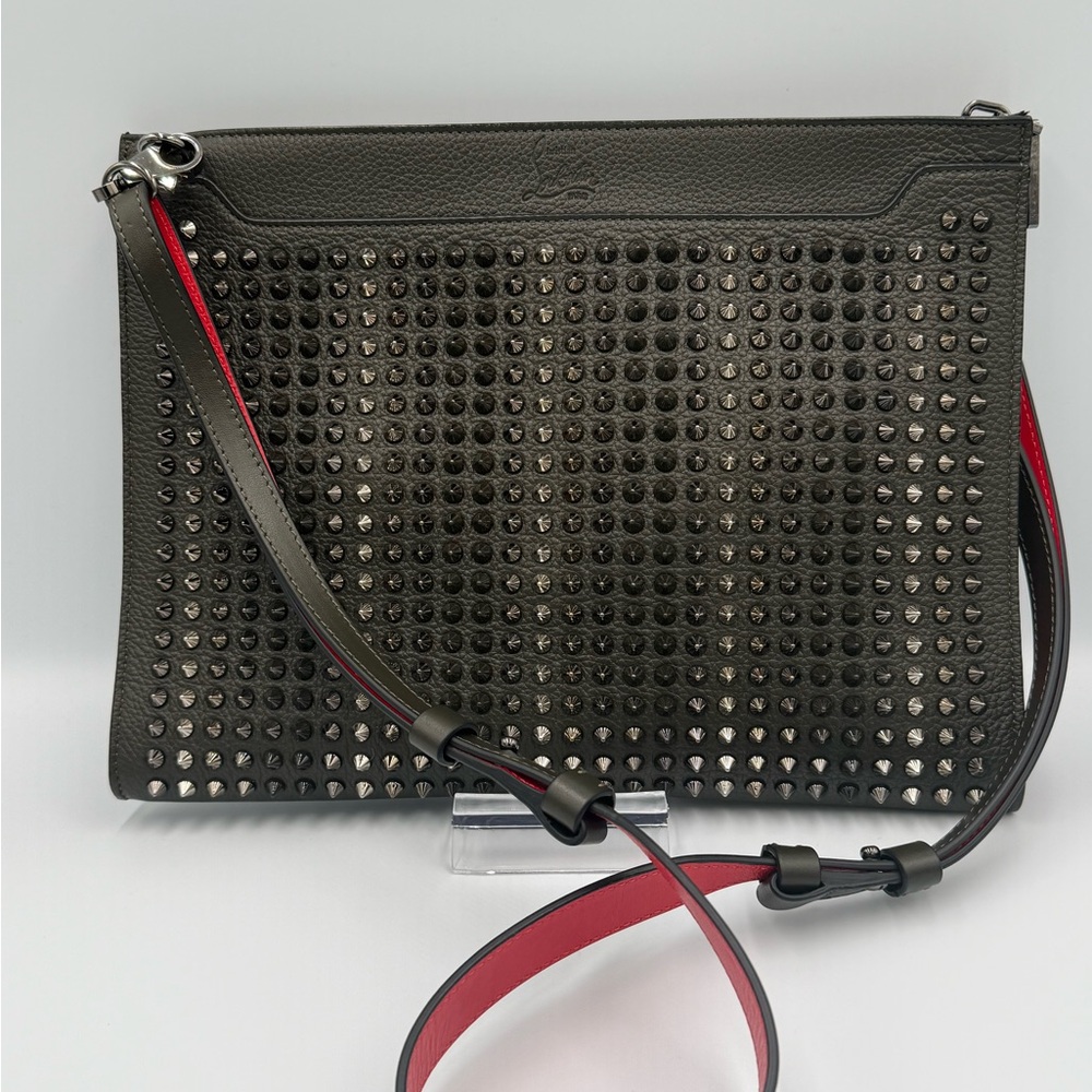 Christian Louboutin Black Studded Crossbody Bag with Red Accents